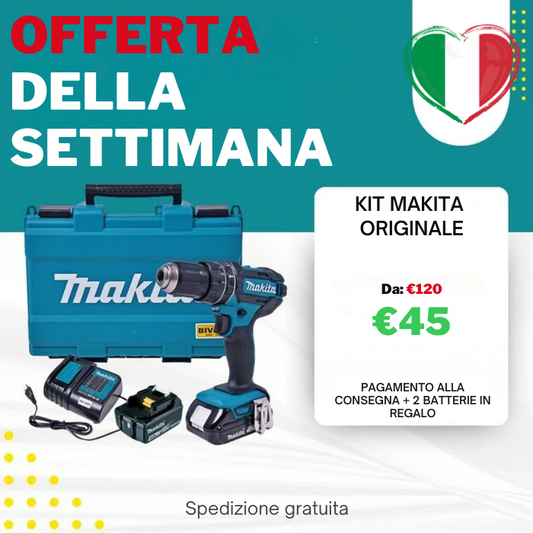 KIT MAKITA: Trapano ad alto impatto + 45 ACCESSORI + 2 BATTERIE 48V